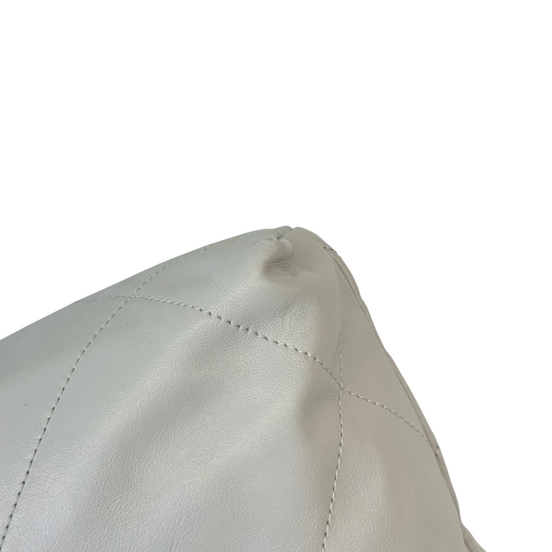 Small Shiny Calfskin Quilted Light Grey GHW