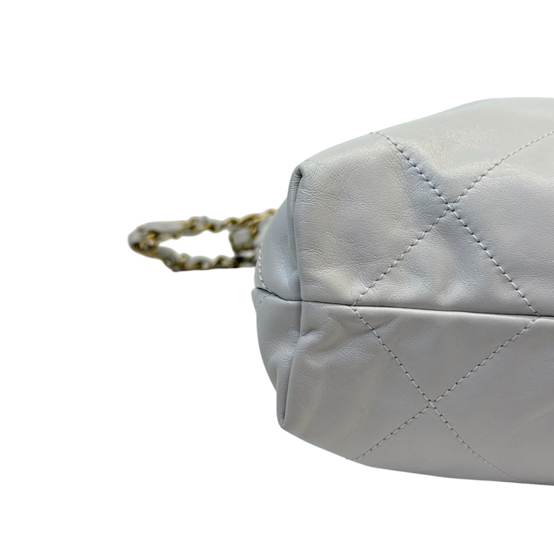 Small Shiny Calfskin Quilted Light Grey GHW