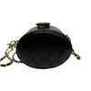 Round Vanity Case With Chain Lambskin Black GHW