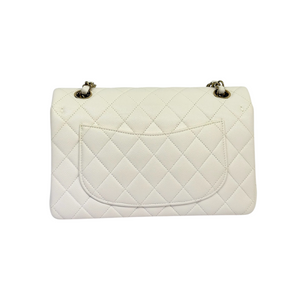 Classic Double Flap Small Caviar Quilted White GHW