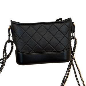 Gabrielle Hobo Small Aged Calfskin Quilted Black MHW