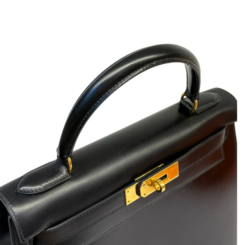 Vintage Kelly Sellier 28 Box Calfskin Black GHW