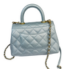 Coco Handle Flap Extra Mini Iridescent Caviar Light Blue GHW