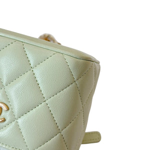 Vanity Case With Chain Lambskin Pearl Crush Light Green GHW