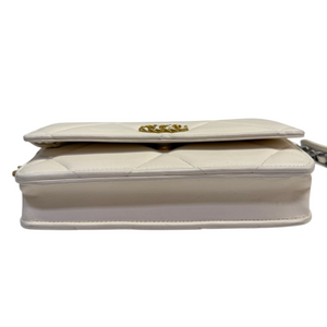 19 Wallet On Chain WOC Lambskin Quilted White MHW