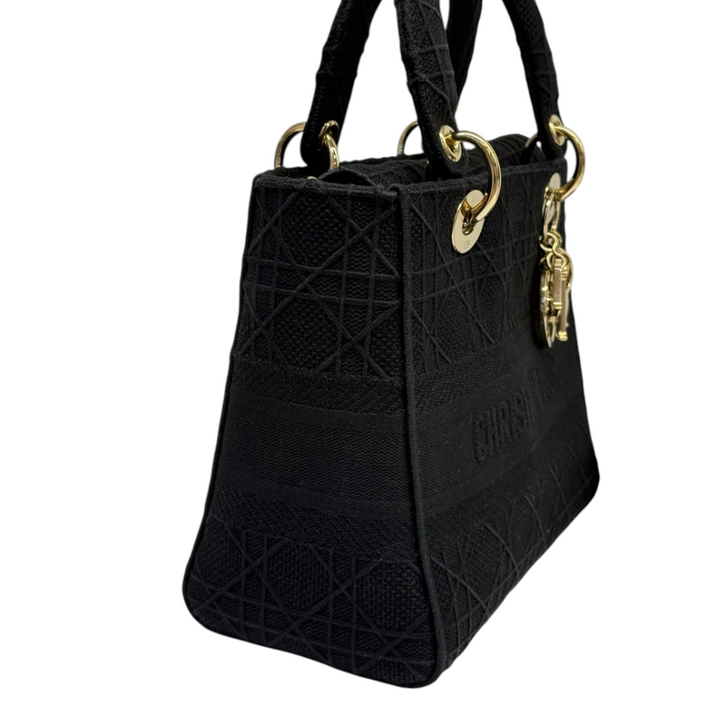 Lady D-Lite Medium Canvas Cannage Black GHW