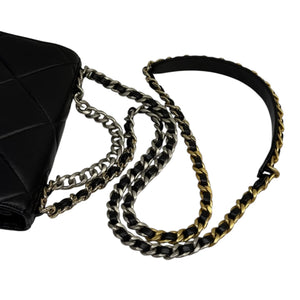 19 Wallet On Chain WOC Lambskin Quilted Black MHW
