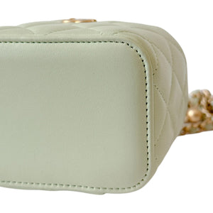 Vanity Case With Chain Lambskin Pearl Crush Light Green GHW