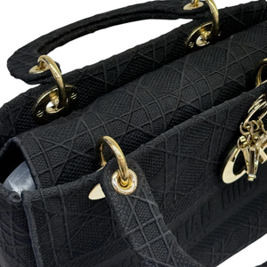 Lady D-Lite Medium Canvas Cannage Black GHW