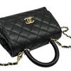 Coco Handle Clutch With Chain Mini Caviar Black GHW