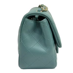 Square Flap Mini Lambskin Quilted Green LGHW