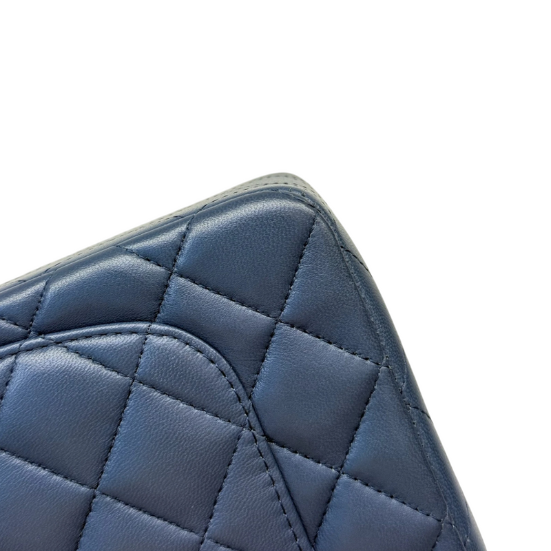 Rectangular Flap Mini Lambskin Quilted Blue LGHW