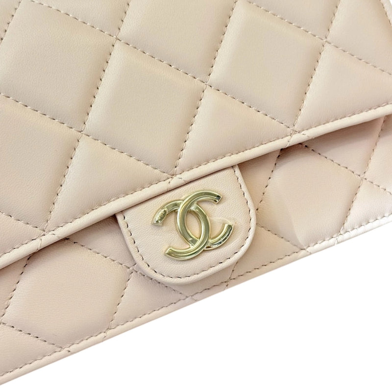 Wallet On Chain WOC Lambskin Plexi Quilted Pink GHW