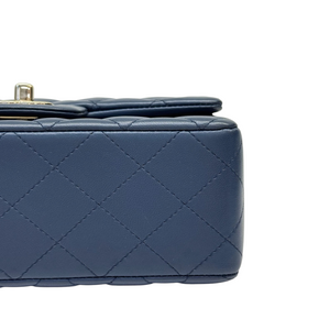 Rectangular Flap Mini Lambskin Quilted Blue LGHW
