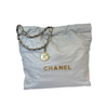 Small Shiny Calfskin Quilted Light Grey GHW