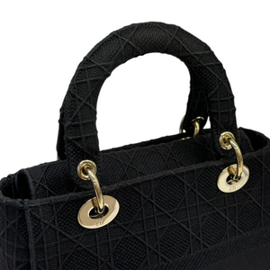 Lady D-Lite Medium Canvas Cannage Black GHW