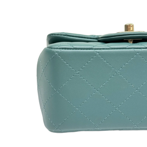 Square Flap Mini Lambskin Quilted Green LGHW