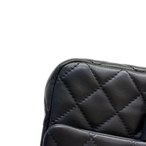 Rectangular Pearl Crush Flap Lambskin Quilted Black GHW