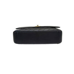 Diagonal Small Flap Calfskin Quilted Black GHW
