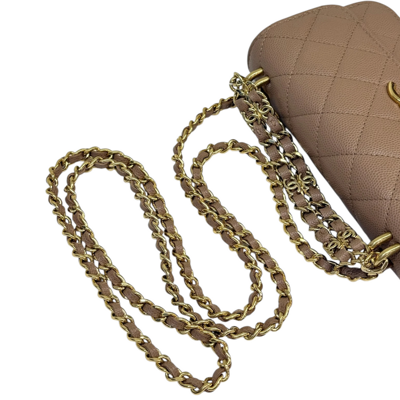 Wallet on Chain WOC Caviar Quilted Dark Beige GHW