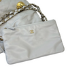 Small Shiny Calfskin Quilted Light Grey GHW