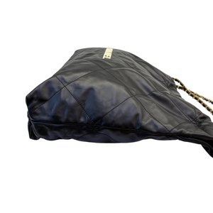 Chanel 22 Medium Shiny Calfskin Quilted Black GHW