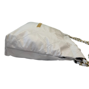 Small Shiny Calfskin Quilted Light Grey GHW