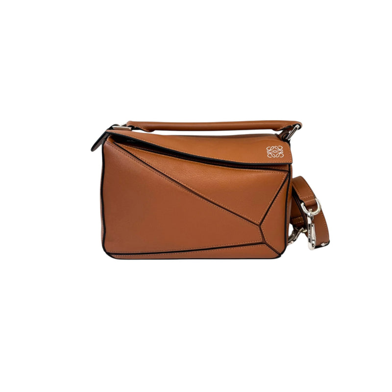 Puzzle Bag Small Calfskin Quilted Tan SHW