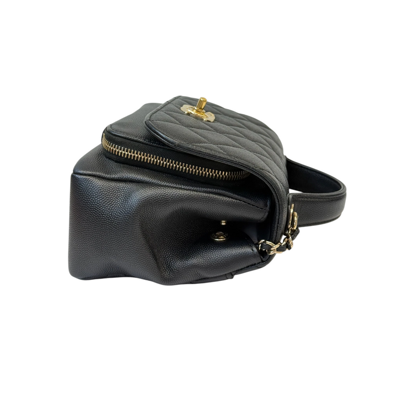 Business Affinity Flap Small Caviar Quilted Black LGHW