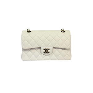 Classic Double Flap Small Caviar Quilted White GHW