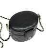 Round Vanity Case With Chain Lambskin Black GHW