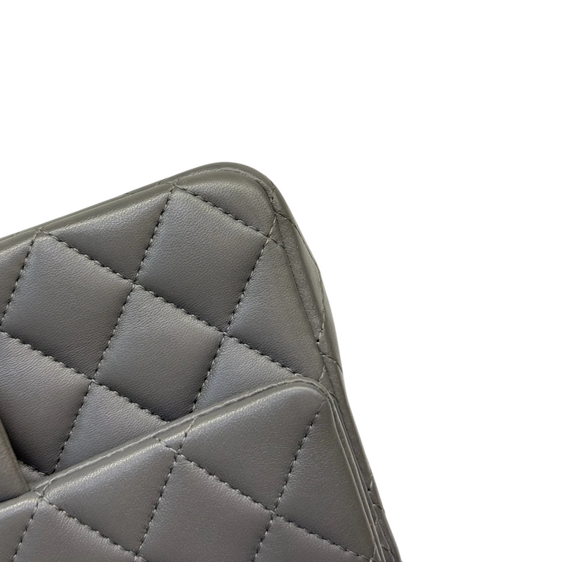 Top Handle Rectangular Flap Mini Lambskin Grey GHW