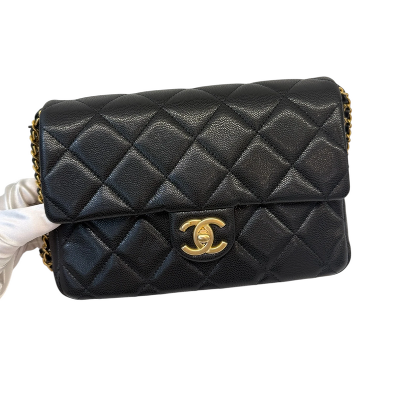 Seasonal Flap Crossbody Caviar Quilted Black GHW