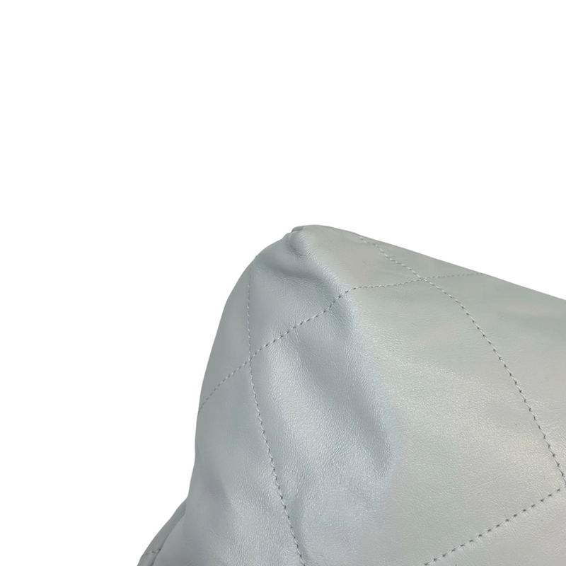 Small Shiny Calfskin Quilted Light Grey GHW