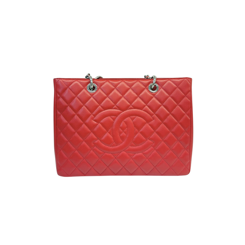 Grand Shopping Tote GST Caviar Quilted Red SHW
