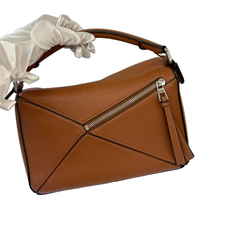 Puzzle Bag Small Calfskin Quilted Tan SHW
