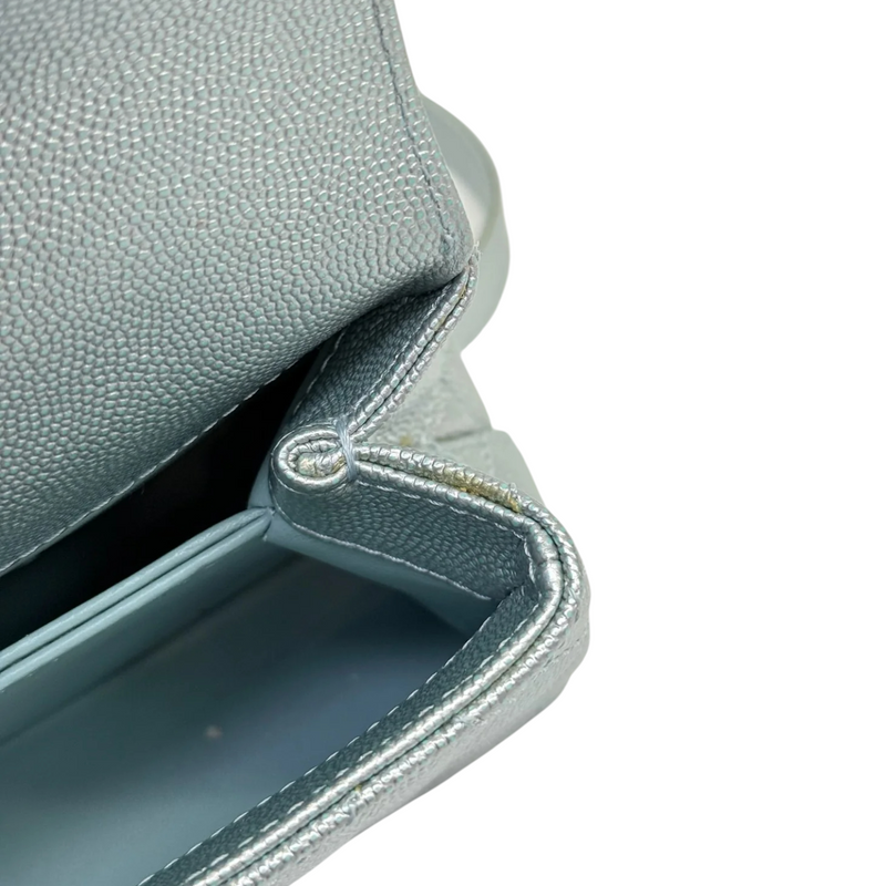 Coco Handle Flap Extra Mini Iridescent Caviar Light Blue GHW