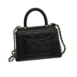 Coco Handle Clutch With Chain Caviar Quilted Black GHW