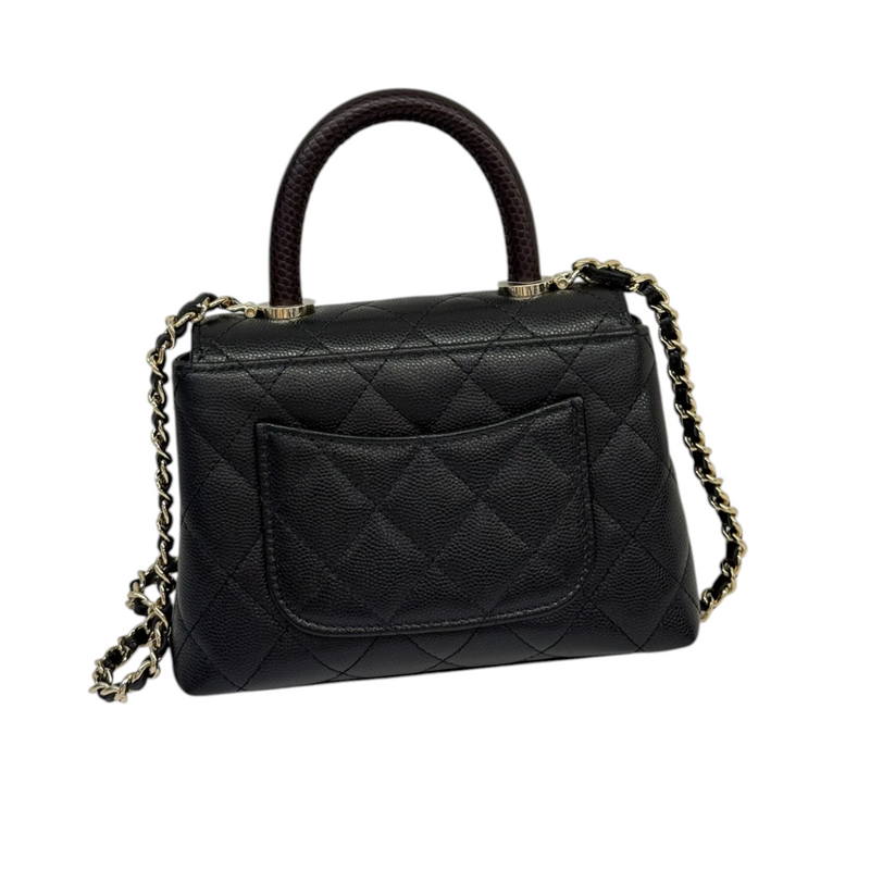 Coco Handle Clutch With Chain Caviar Quilted Black GHW