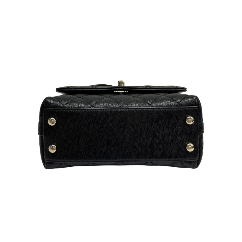 Coco Handle Clutch With Chain Mini Caviar Black GHW