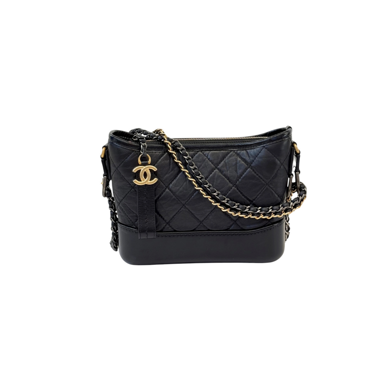 Gabrielle Hobo Small Aged Calfskin Quilted Black MHW