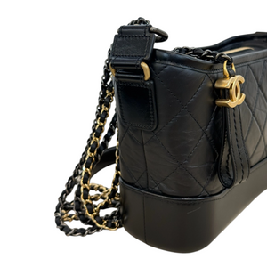 Gabrielle Hobo Small Aged Calfskin Quilted Black MHW