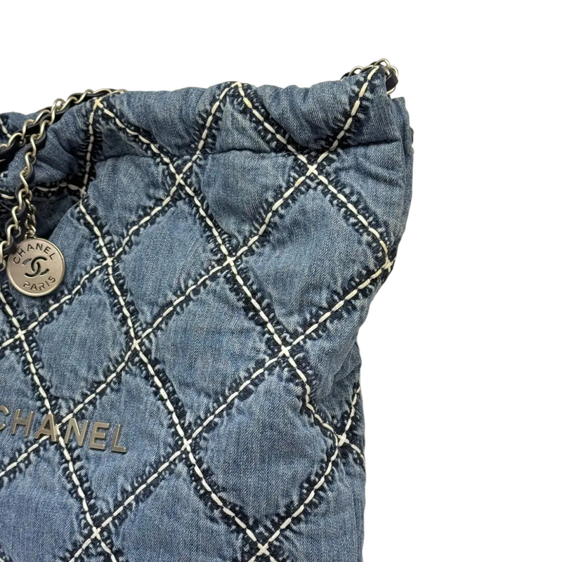 22 Medium Denim Quilted Stitched Blue SHW