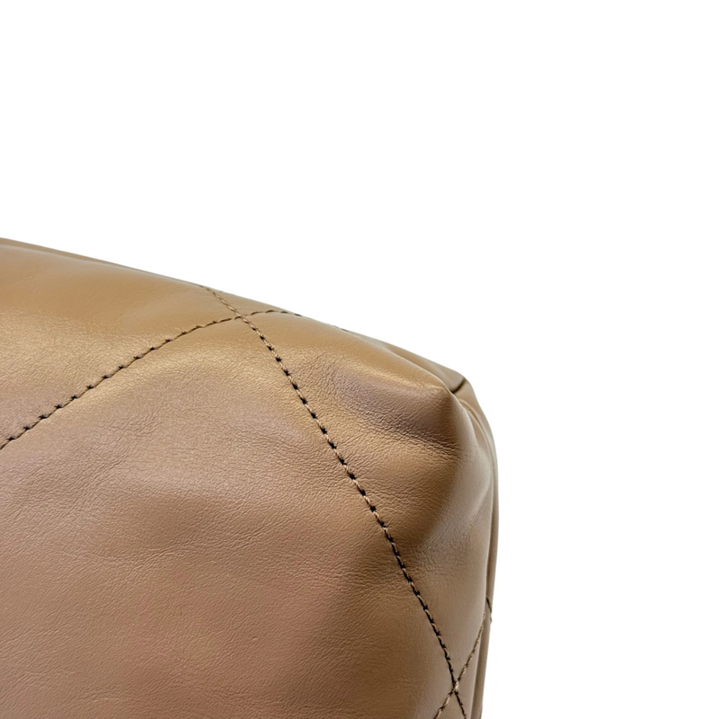 22 Mini Shiny Calfskin Quilted Beige GHW