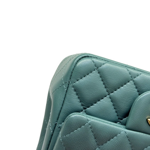Square Flap Mini Lambskin Quilted Green LGHW