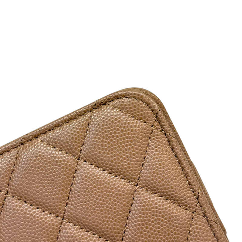 Wallet on Chain WOC Caviar Quilted Dark Beige GHW