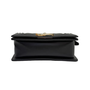 Boy Flap Small Calfskin Chevron Quilted Black GHW