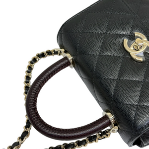 Coco Handle Clutch With Chain Caviar Quilted Black GHW