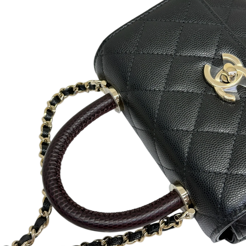 Coco Handle Clutch With Chain Caviar Quilted Black GHW