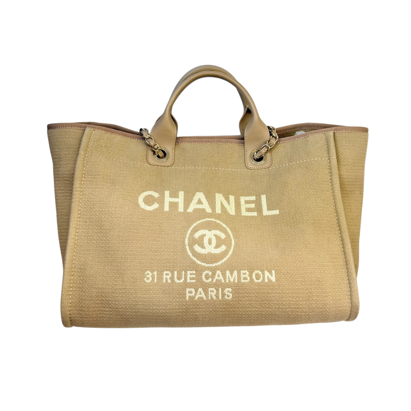 Deauville Tote Medium Mixed Fibers Beige LGHW
